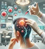 DALL·E 2024-12-03 03.26.50 - A visually engaging illustration of a stem cell hair transplant procedure. The image features a professional clinic setting, showcasing a doctor using